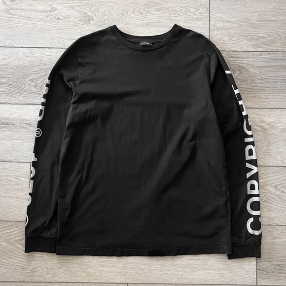 Super Rare Vintage Y2K Diesel Black Spellout Logo Long Sleeve Shirt - Picture 6 of 7